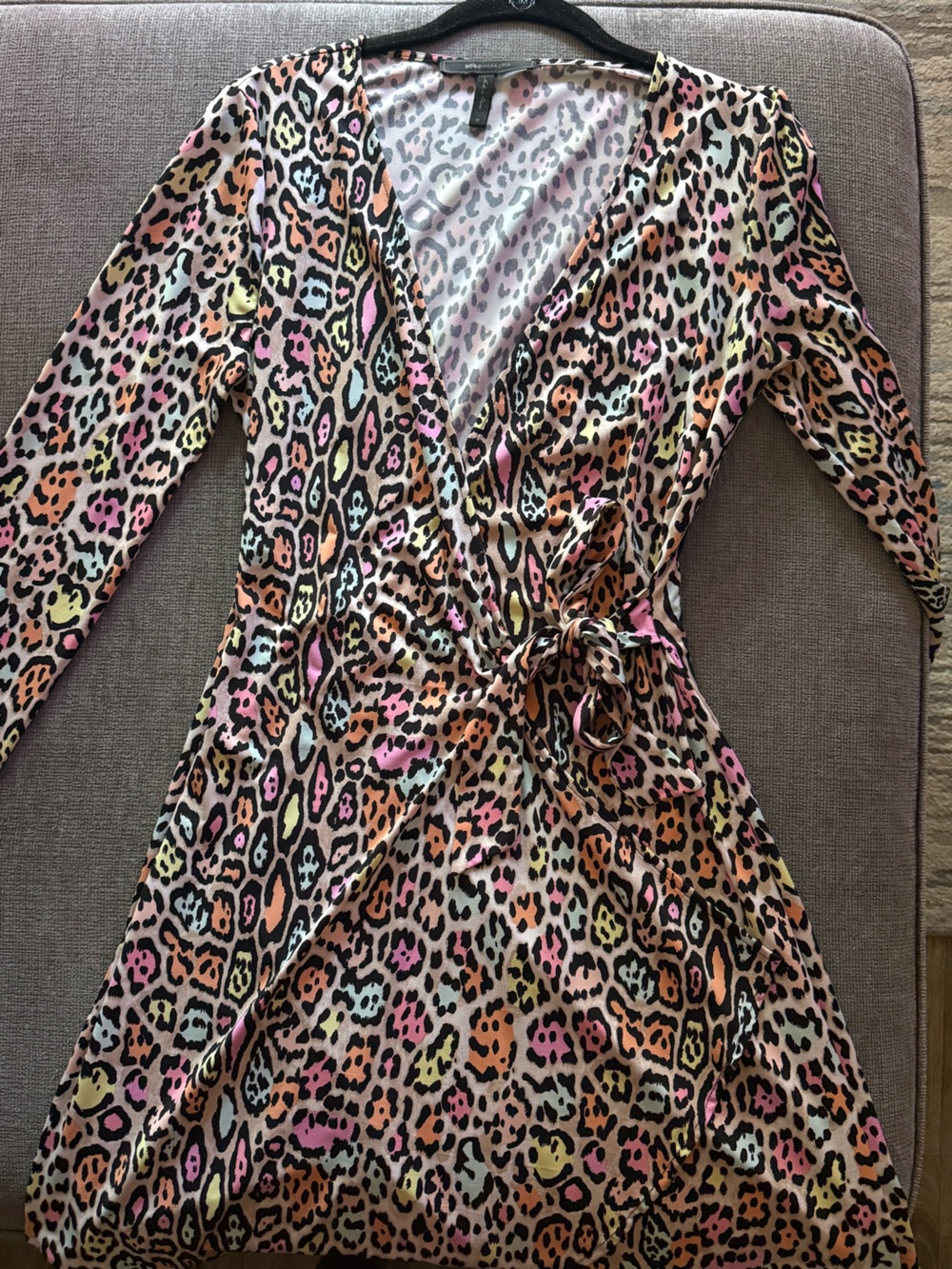 BCBG Women’s (M) Multicolor Leopard Wrap One-Piece Dress